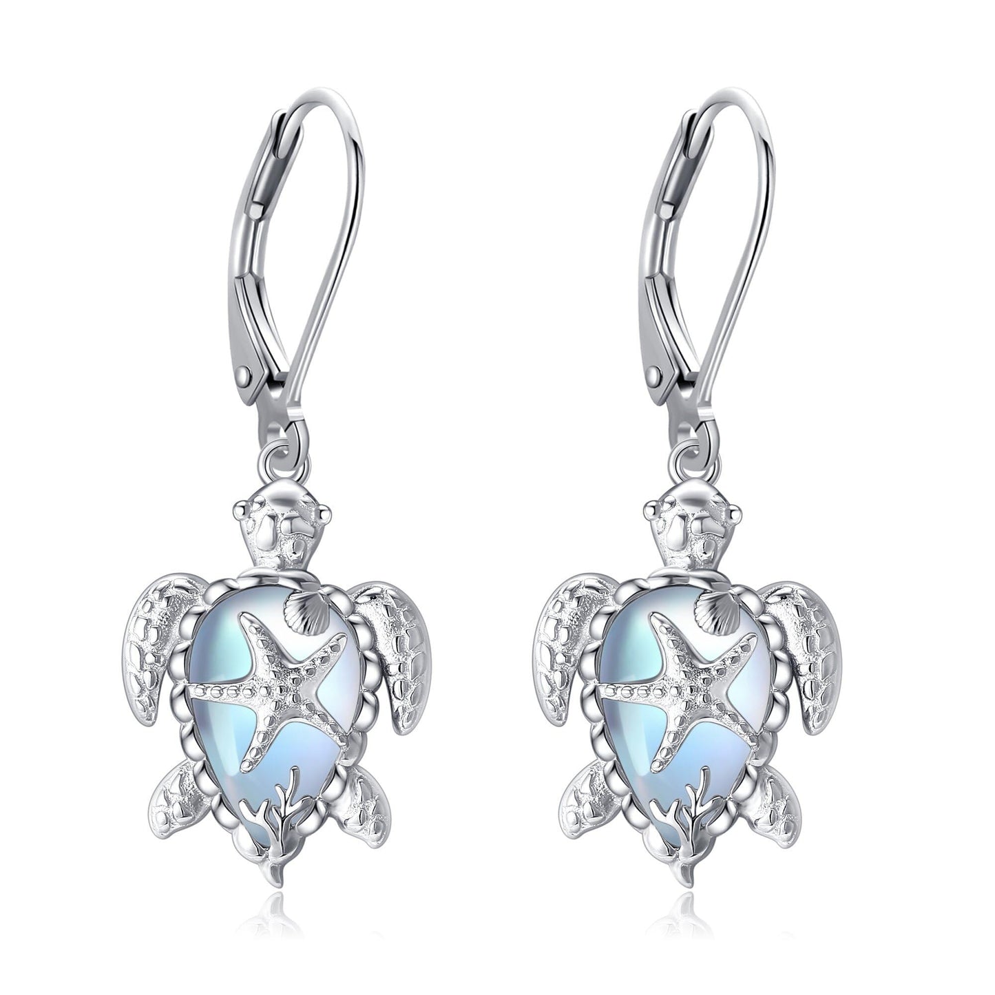 CUPENDA Sterling Silver Moonstone Sea Turtle Dangle Earrings for Women