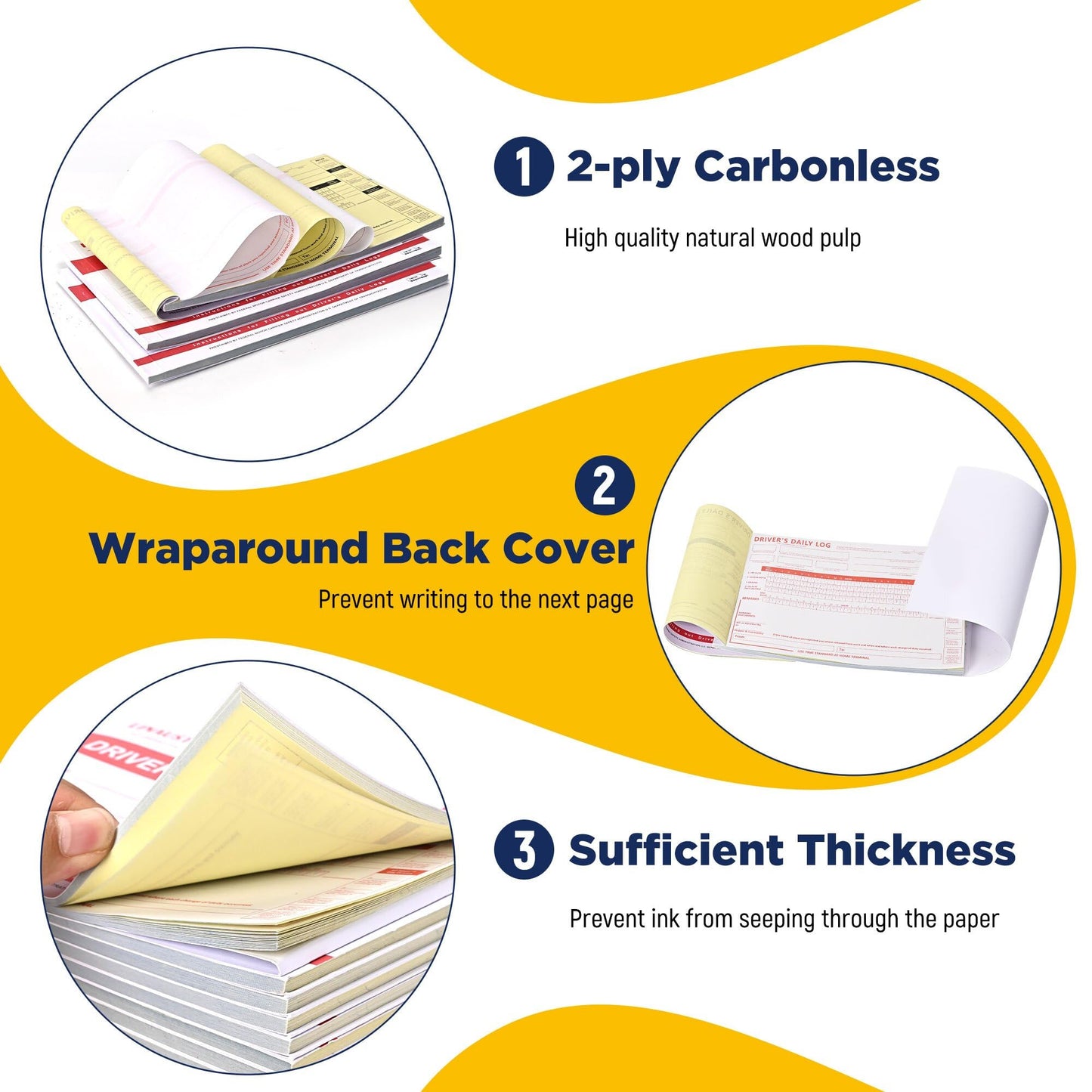 15 Pack Daily Log Books for Truck Drivers with 7 & 8 Day Recap, Driver Log Books with Grid Sample, 2-Ply Carbonless, 36 Sets of Forms per log book, 8.5" x 5.5" , Meet Requirements