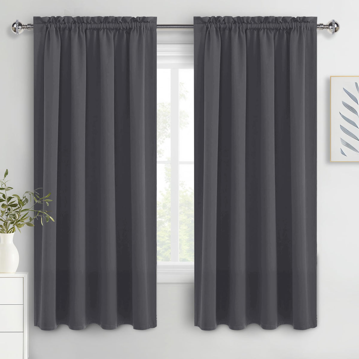 Blackout Curtains for Bedroom 63 Inch Length 2 Panels Set