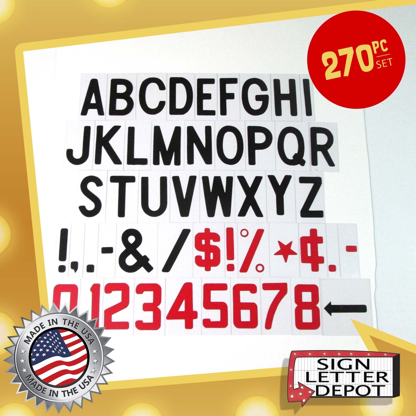 4" Flex Changeable Sign Letters on 5" Clear Panels – Black Letters & Red Numbers – Fits A-Frame, Sidewalk & Portable Signs – Made in USA