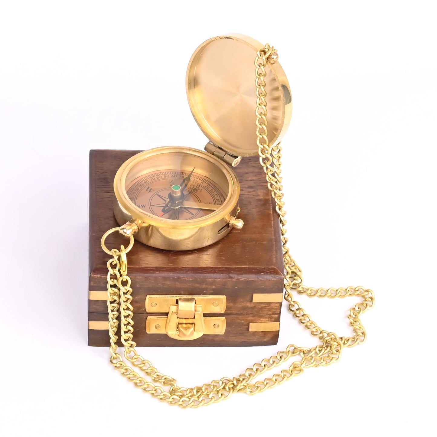 The New Antique Store - Brass Compass Engraved with Religious Scripture Verse (Joshua 1:9) - Perfect for Baptism, Confirmation, Communion - Ideal for Godson, Church, Graduation - Presented in Wood Box