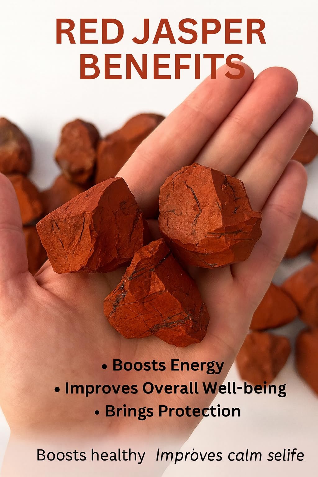 Healing Crystal Stones, 1.25-2.0" Large Reiki Healing Gemstones Natural Tumbled Polished Stones for Energy Witchcraft Therapy Meditation Pack 2 (Red Jasper)