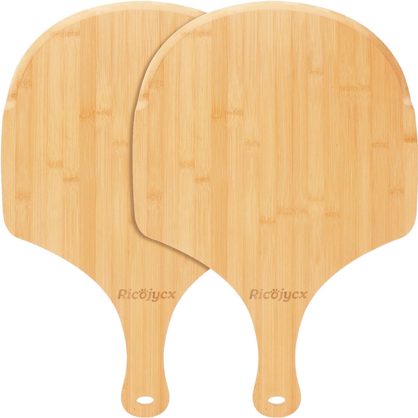 RICOJYCX 2 Pack 16 Inch Bamboo Pizza Peel, Wooden Pizza Paddle Spatula with Extended Handle, Cutting & Serving Board for Pizza, Bread, Cheese, Fruits and Vegetables