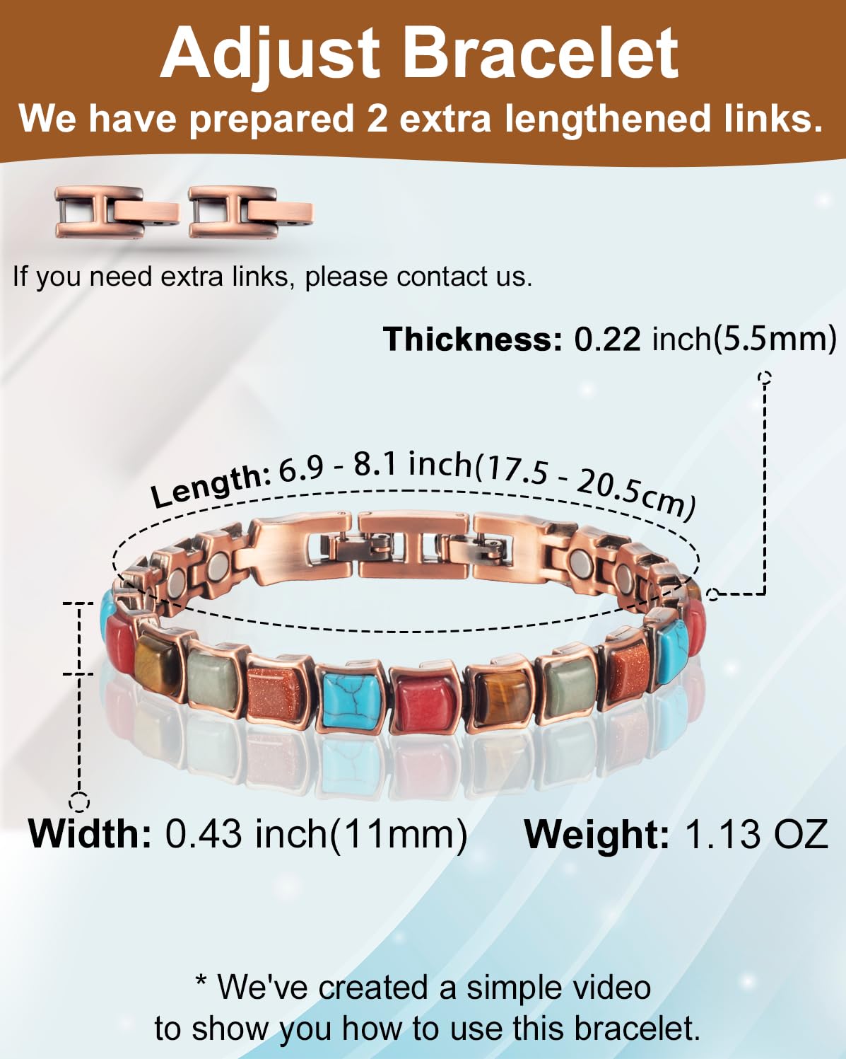 MagVIVACE Pure Copper Bracelet for Women, Magnetic Bracelets with Magnet (B)