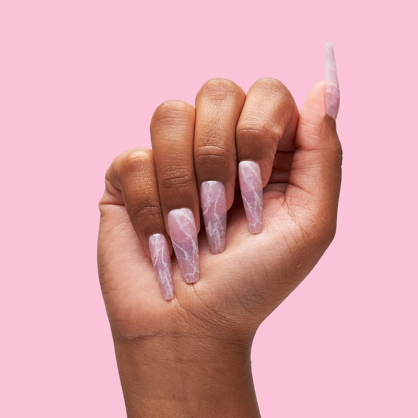 The Nailest - Instant Luxury Acrylic Press-on Nails-C-curve Long Coffin- Pink Quartz
