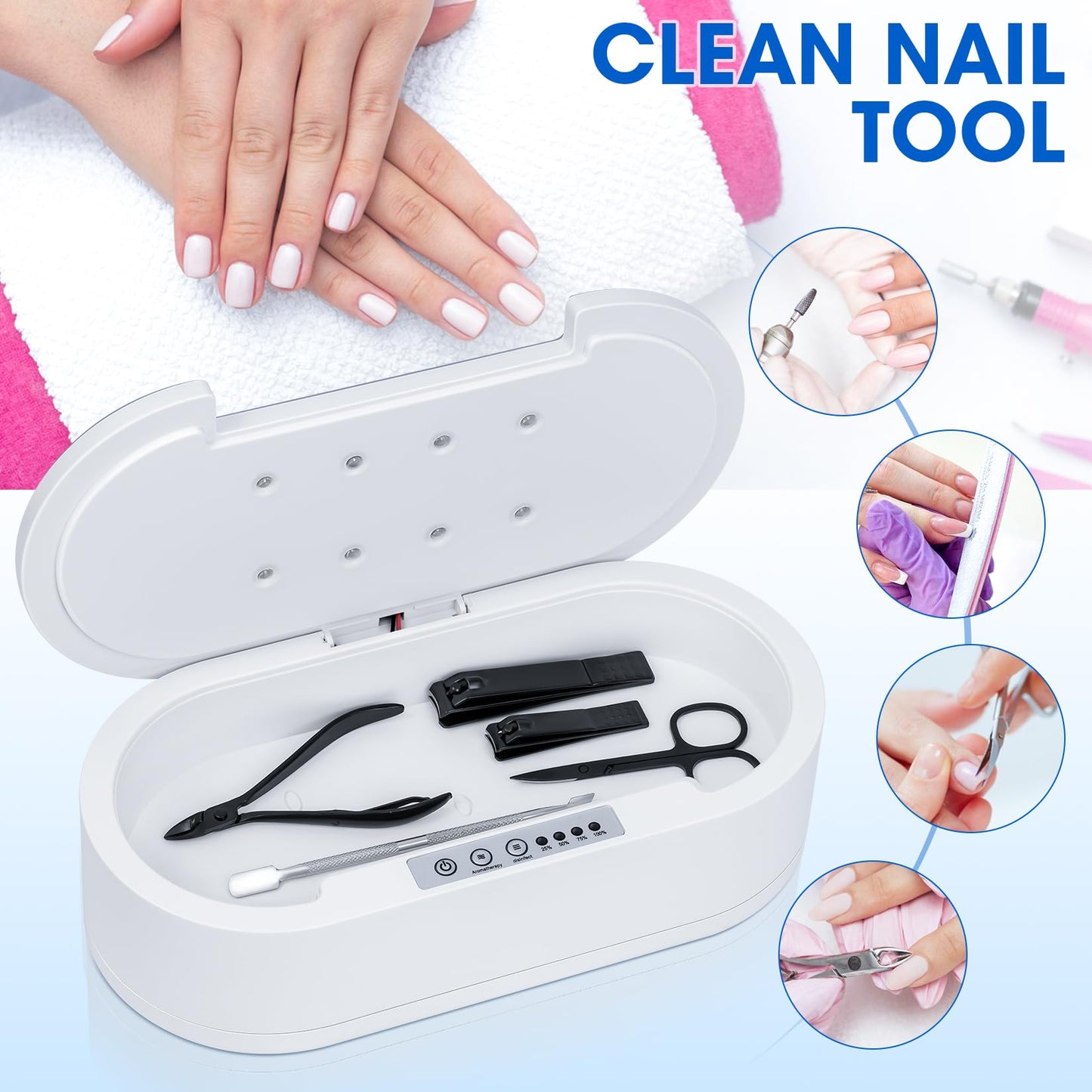 Nail Tool Sterilizers Box, Blue Light Cleaning Nail Sterilizer Machine, Convenient & Efficient Health Protection For Manicure & Beauty Salon Tools, Jewelry, Glasses, Phone