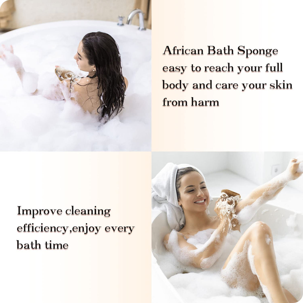 3 Pieces African Net Sponge with Handles Long African Exfoliating Net Washcloth Bath Sponge Net Cloth Wash Net Body Back Scrubber for Shower Loofah (3 Count)