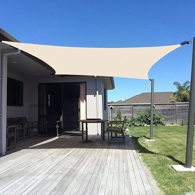 SUNNY GUARD Custom Size 17'x18' Rectangle Butter Cream UV Block Sunshade for Backyard Yard Deck Patio Garden Outdoor Activities and Facility(Customized)