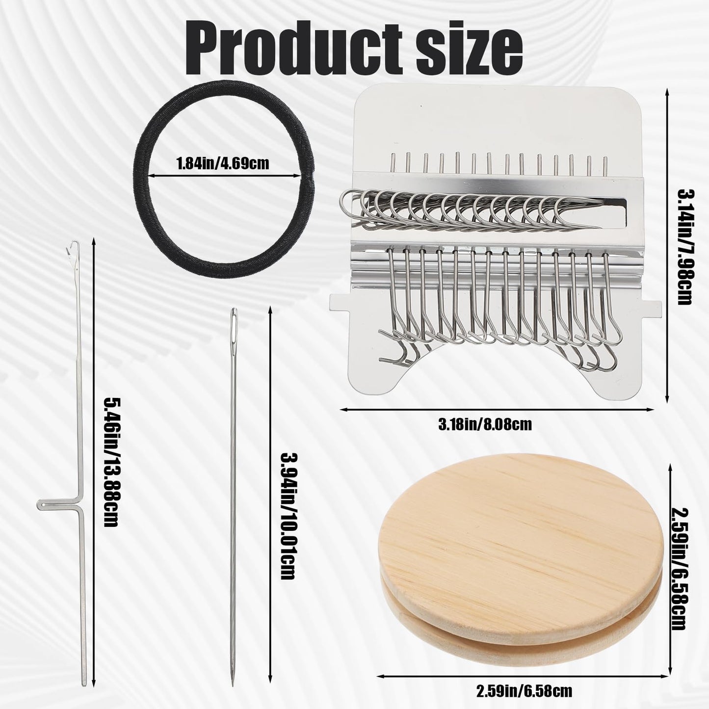 FdcZeyxior Knitting Loom Kit, Mini Darning Loom for Beginners, 14 Hooks Portable Weaving Tool Set for Jeans, Socks & Clothes Repair
