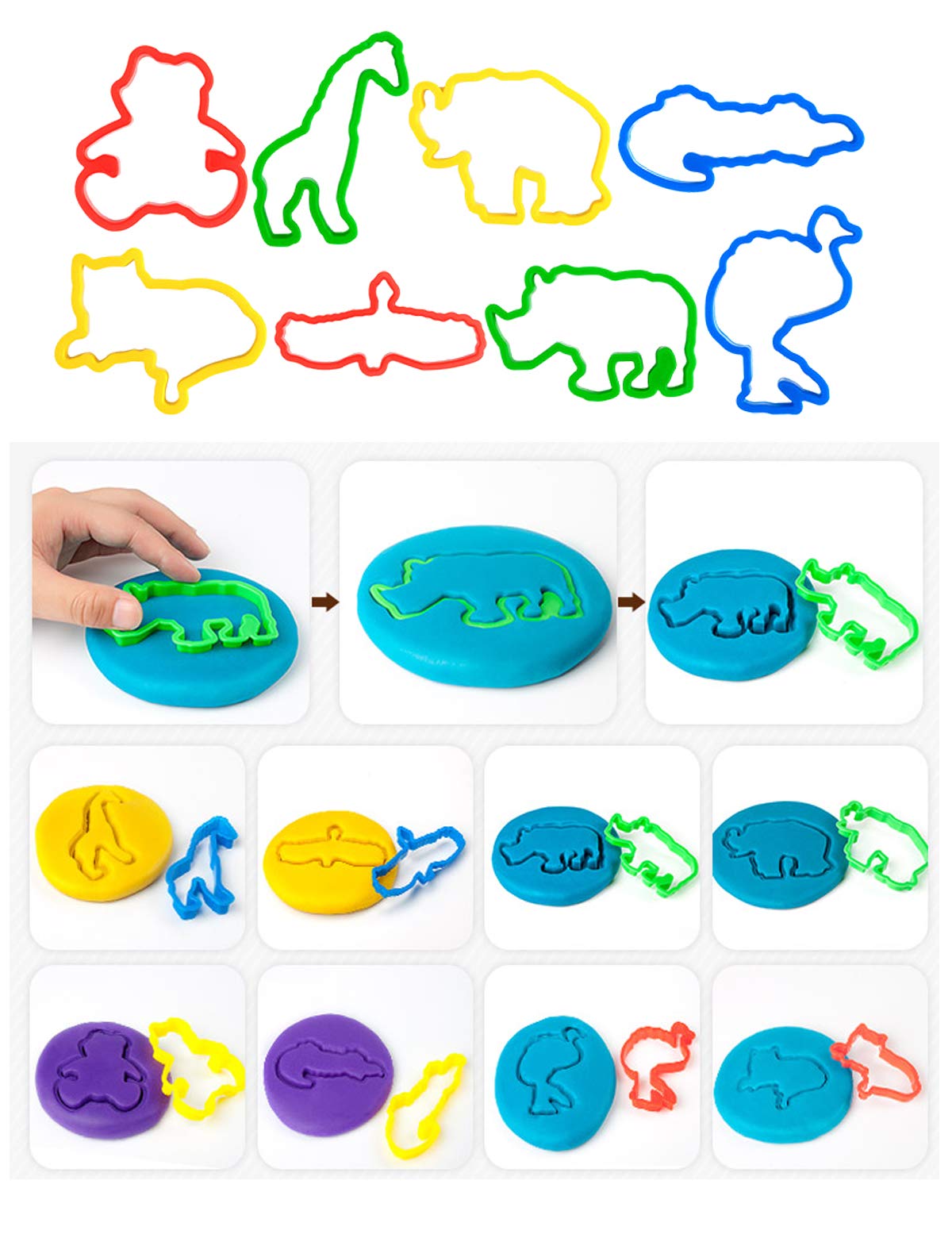 Kids Letter Molds Tools Set，Numeral Various Plastic Animal Molds for Creative Cutting (63 Pieces)