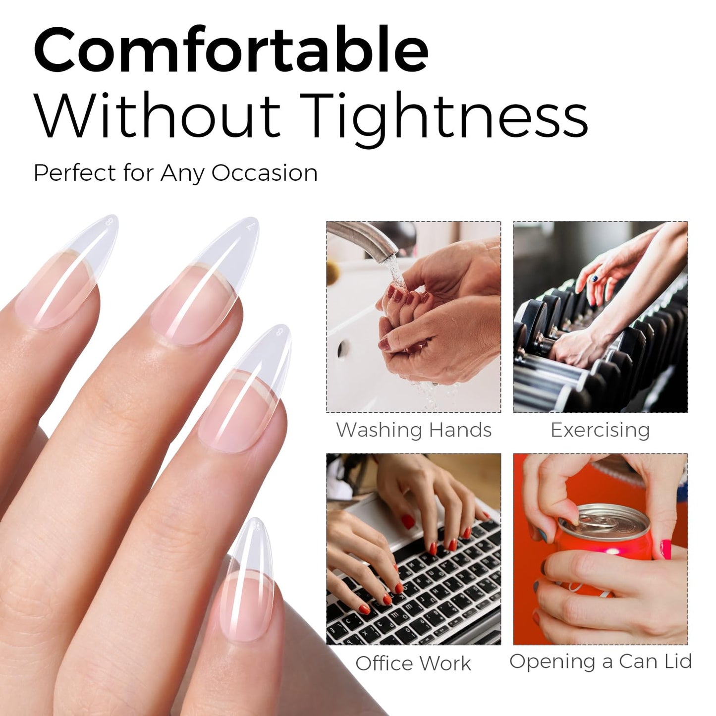 TOMICCA 240Pcs Extra Short Coffin Nail Tips & 4 in 1 Nail Glue 30g