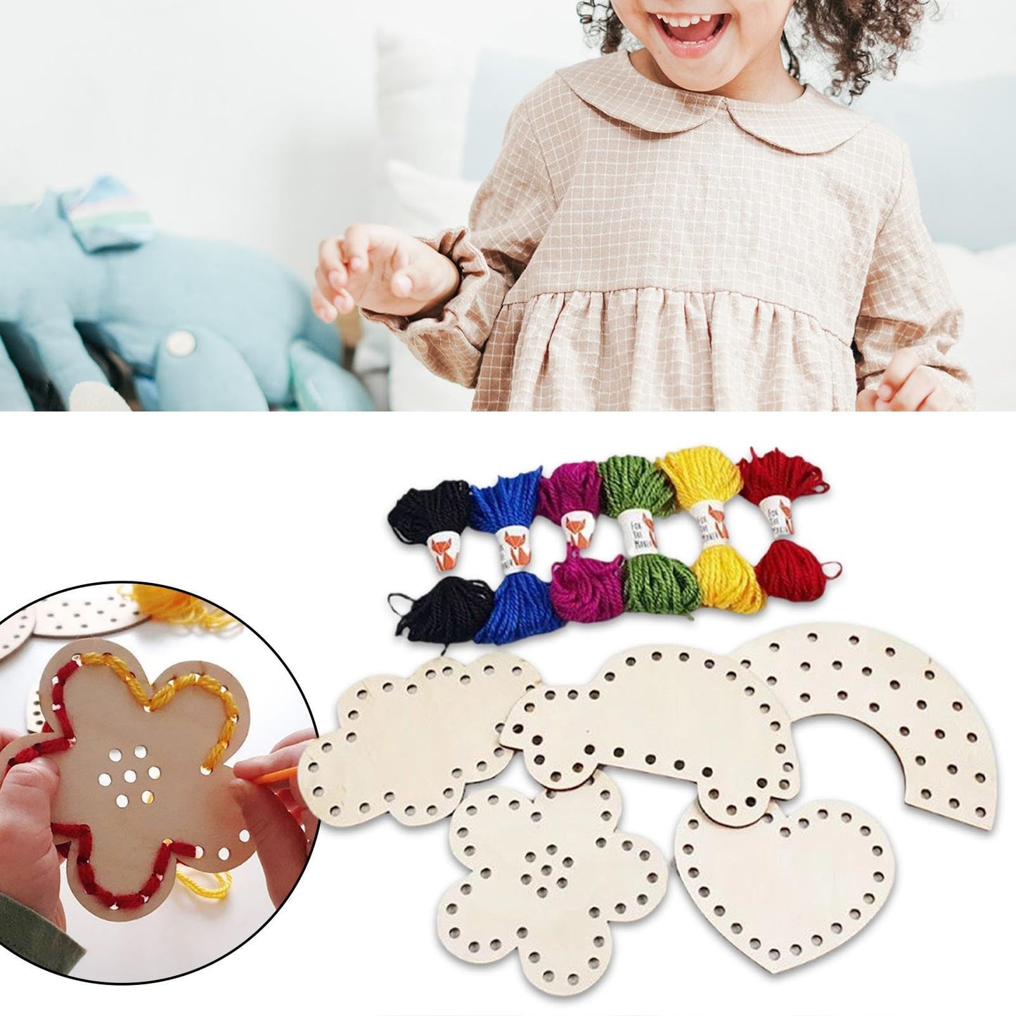 Kids Lacing Toy Sewing Kit Durability Professional, Premium, Boys Girls, Educational, Threading Panels Toy Fine Motor Skill