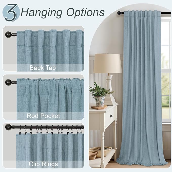 Dusty Blue Curtains for Nursery Girls Boy Bedroom 72 Inch Length 2 Panels Complete Blackout Room Darkening Black Out Shades Insulated Thermal Light Blue Grey Curtains for Winter Summer Heat Blocking