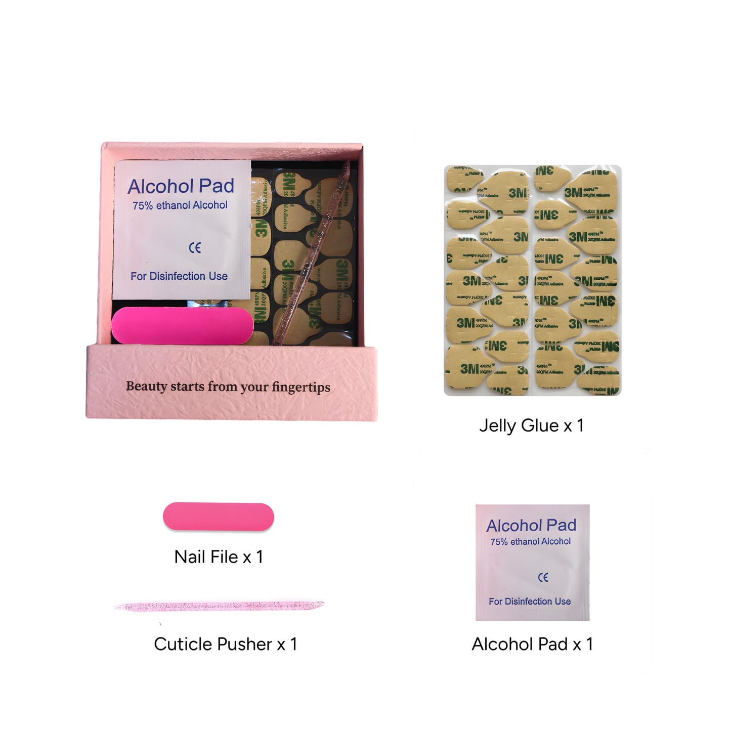 SIYOU Beauty | Seashell Pearl | Pink and White Pearl Short Almond Press On Nails for Women (Large) - Reusable, Salon-Quality Fake Nails (10pc)