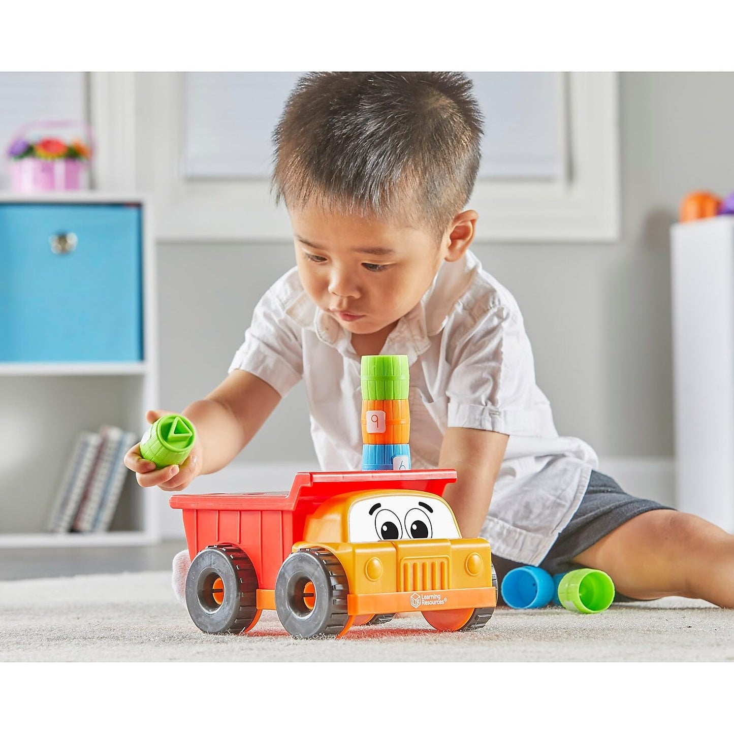 Learning Resources Tony the Peg Stacker Dump Truck - 10 Pieces, Ages 18+ Months Fine Motor Skills Toy for Toddlers, Preschool Toys
