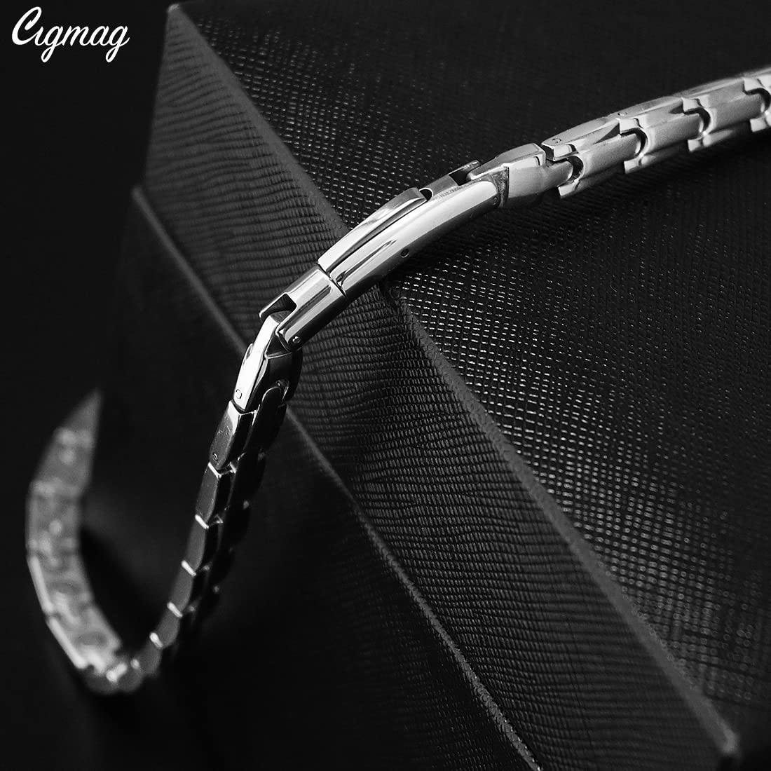 Cigmag Titanium Necklace for Men Women - Magnetic Necklace Stainless Steel Ultra Strength Magnets - with Adjustable Sizing Tool and Present Box