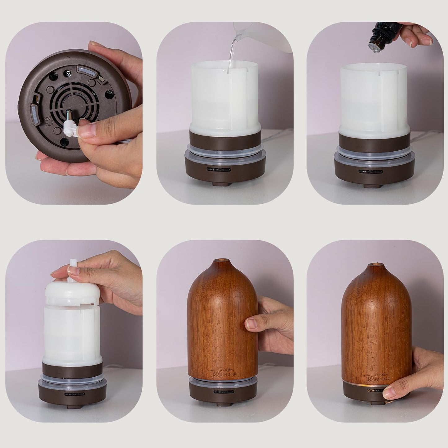 Wanlola 120ml Wood Essential Oil Diffuse - Oil Diffuser for a Pleasant Indoor Atmosphere -Aromatherapy Diffusers for Home or Office