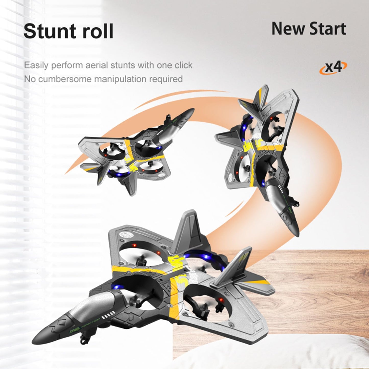 Remote Control Airplane RC Planes, RC Fighter Jet Toy for Kids Adults 8-16, Remote Control Planes with LED Light, 2 Batteries, 360° Stunt Spin, Durable Foam, Gifts for Boys (Blue + 2 Batteries)