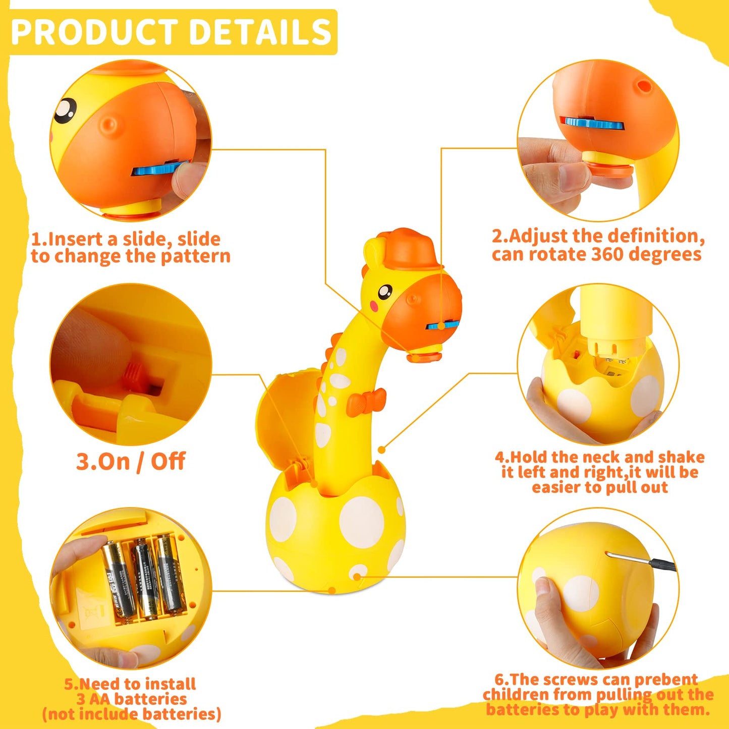 KETIEE Drawing Projector for Kids, Tracing and Drawing Projector Toy with Light, Children Smart Projector Sketcher, Kids Art Projector with 72 Stencils for Boy Girl 3-8 Years Old (Yellow)