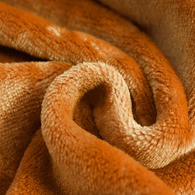 SOCHOW Flannel Fleece Blanket Throw Size, All Season Lightweight Super Soft Cozy Blanket for Sofa, Bed or Couch, Orange, 50x60 inches