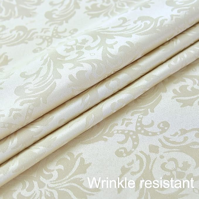 SASTYBALE Rectangle Tablecloth - 60 x 120 Inch Beige Cream Damask Table Cloth Jacquard Design Spill Proof Wrinkle Resistant Waterproof Soft Polyester Oblong Table Cover for Kitchen Parties(Ivory)