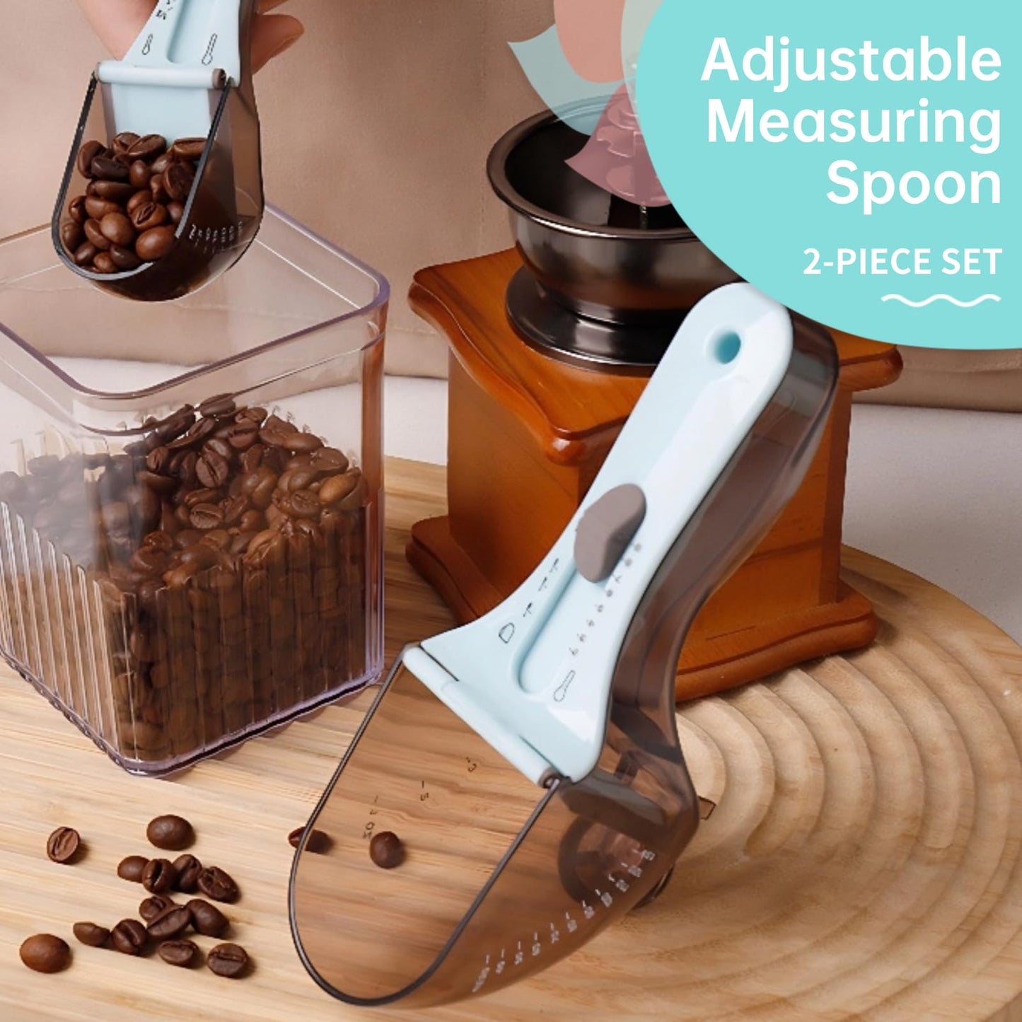Adjustable Measuring Spoon Set – Multifunctional Cooking & Baking Scoop, Accurate Measurement, Easy to Clean, Includes 130ml & 30ml Spoons