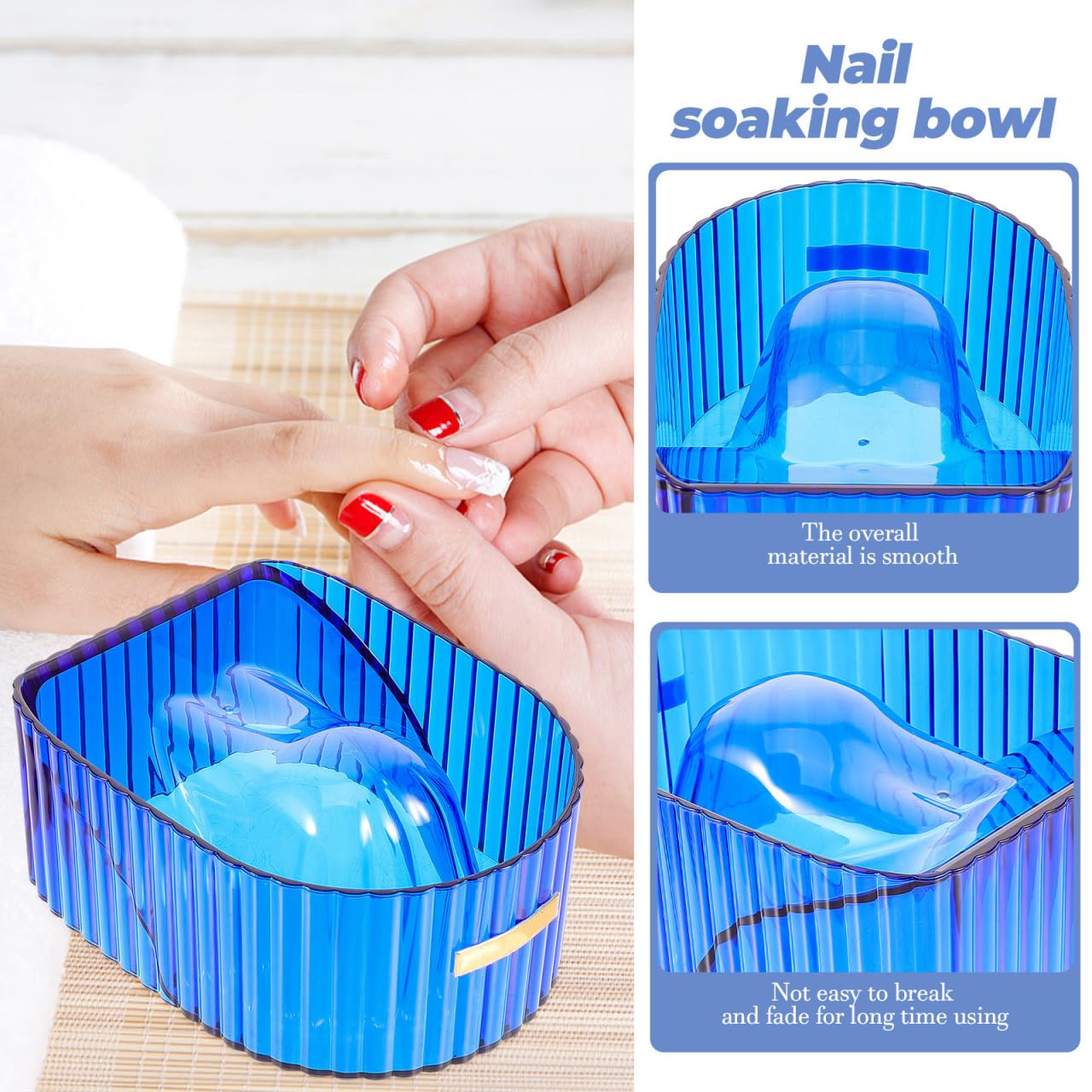 minkissy Manicure Soaking Bowl for Acrylic Nails Nail Polish Soak off Container Hand Soak Bowl 5.51X4.33X2.36 Inches Clear Nail Art Tool for Salon and Home Use