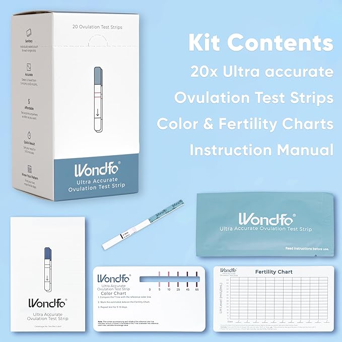 Wondfo Ultra Accurate Ovulation Test Strips -Ovulation Urine Tests with Numerical Result, Fertility Cycle Monitoring- 20 LH Test