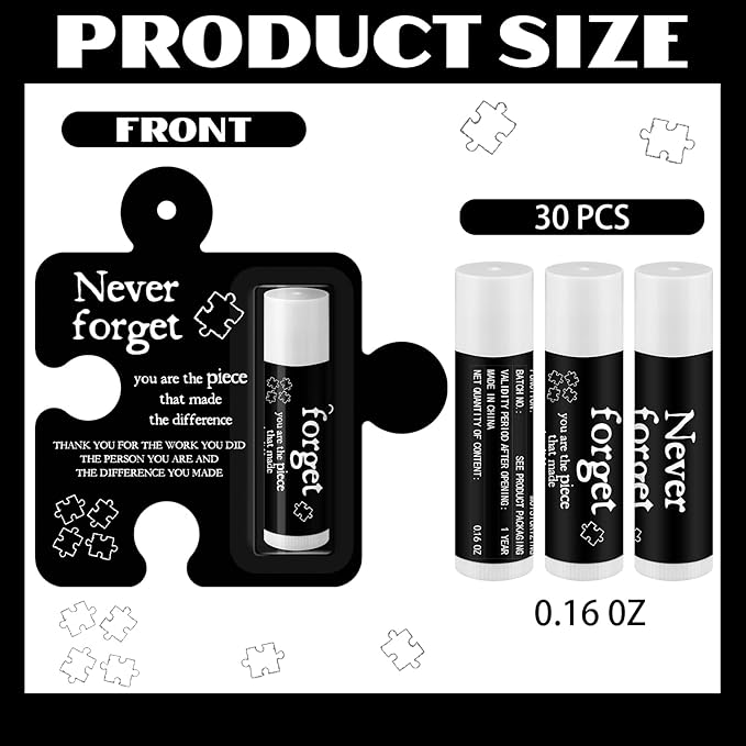 30 Pack Christmas Employee Appreciation Gift Lip Balms Bulk Staff Teacher Team Volunteer Thank You Gift Thanksgiving Christmas Appreciation Party Favor for Women Men(Never Forget,Black)