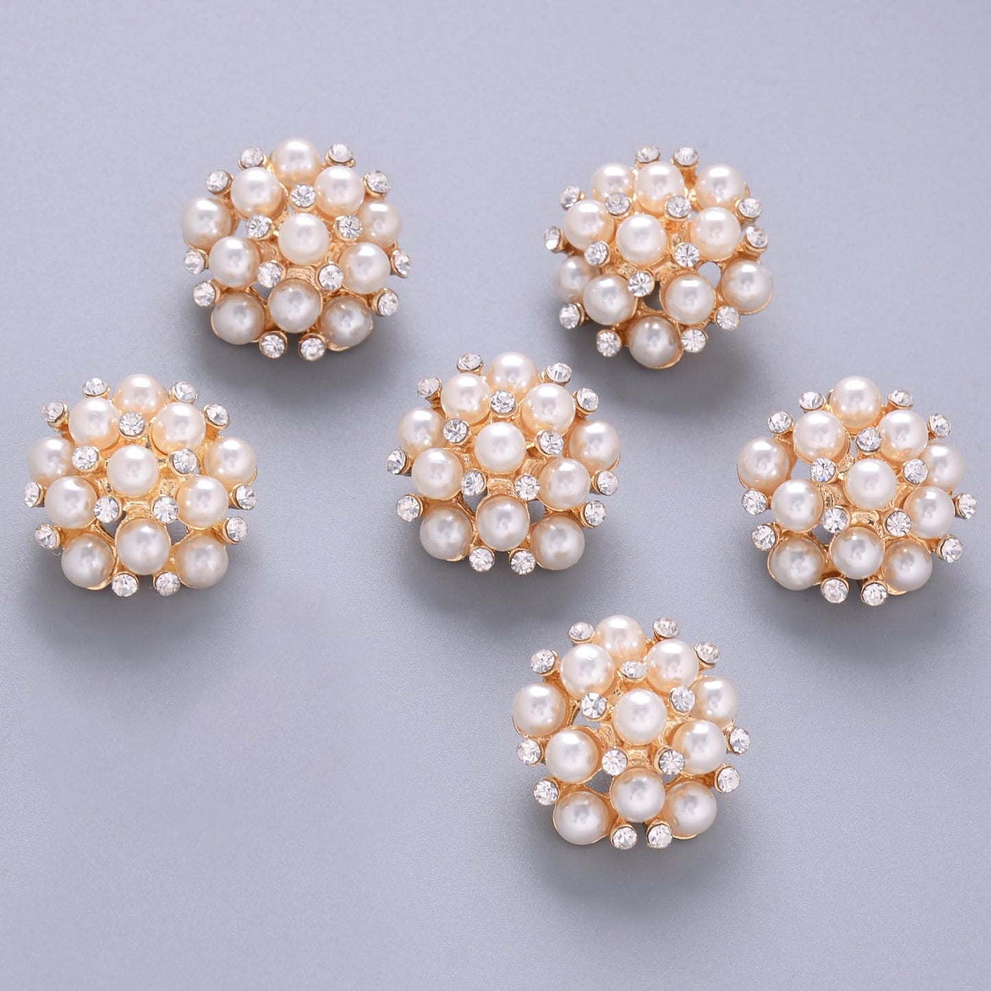Jerler 10 Pcs Pearl Rhinestone Buttons Crystal Embellishments Sew on Clothing Buttons