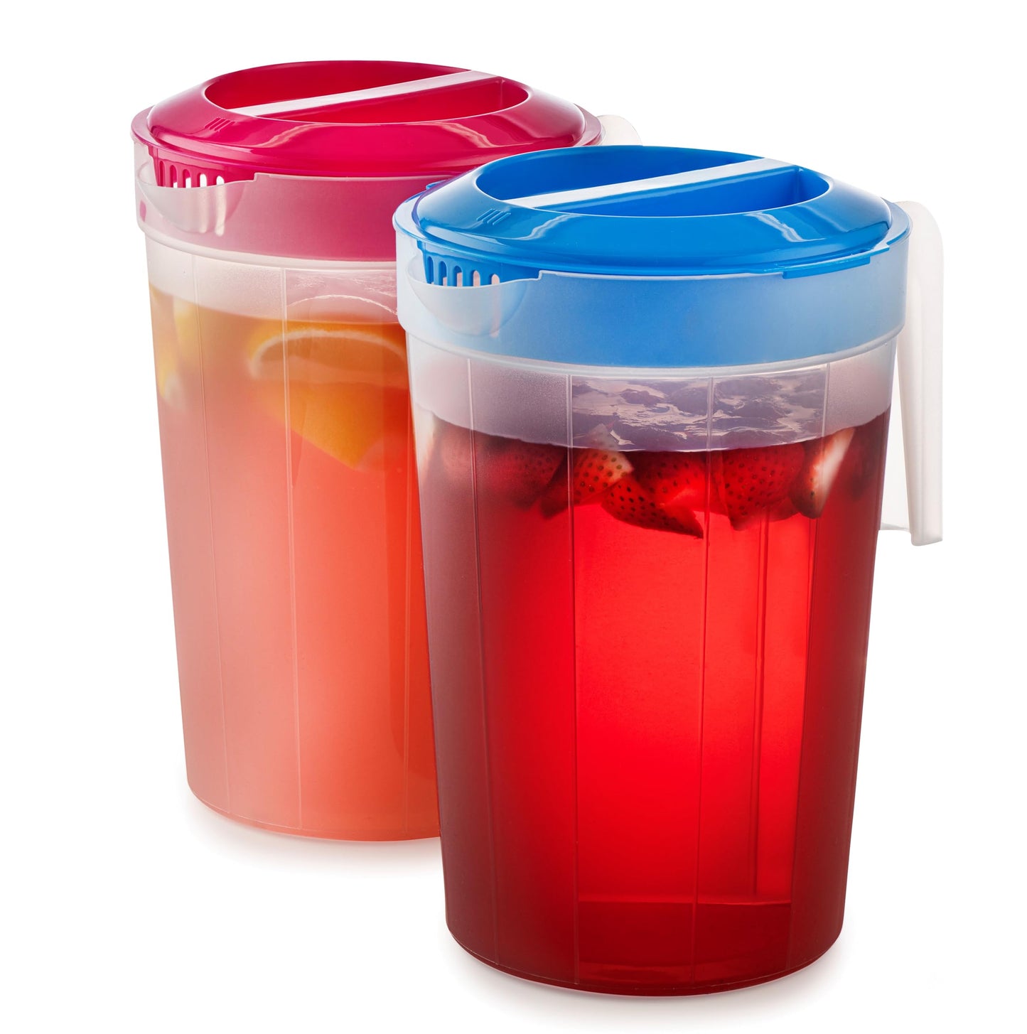 2-Pack 1-Gallon Plastic Pitchers with Lids – Iced Tea Pitchers with Twist Cover BPA-Free, Dishwasher & Freezer Safe, Ideal for Water, Juice & Fridge Storage