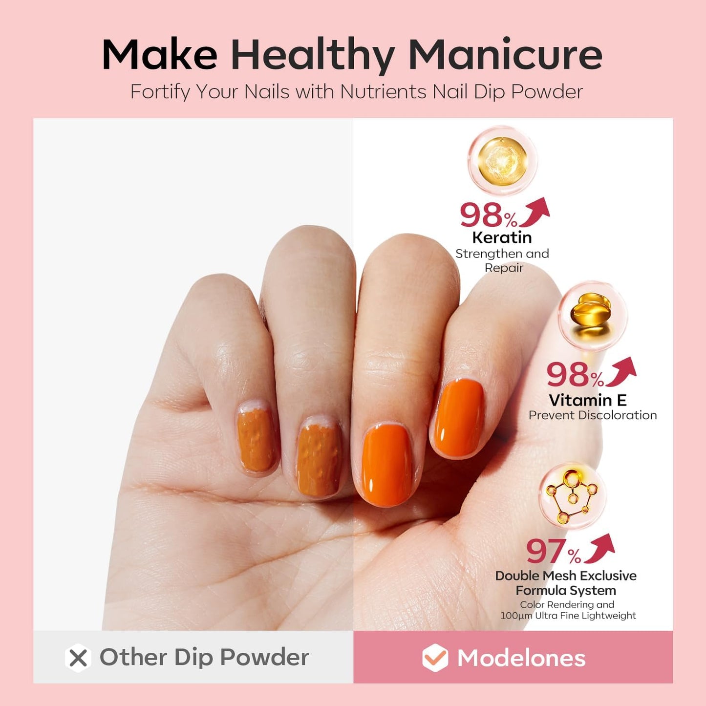 Modelones Dip Powder Nail Kit Starter Glitter 40 Pcs, 20 Colors Nude Pink Burgundy Blue Dipping Powder Liquid Set Base&Top Activator for Nail Powder Dip Kit