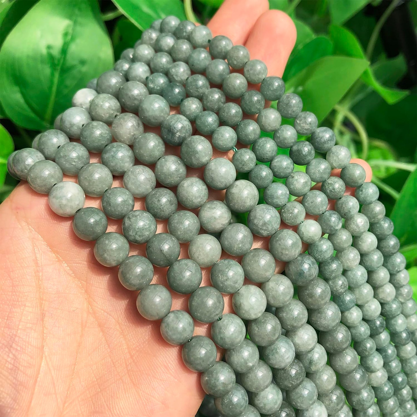 Yochus 45pcs Burmese Jade Beads，8mm Healing Power Natural Stone Round Loose Gemstone Beads for Jewelry Making Earring Necklace DIY Crafts