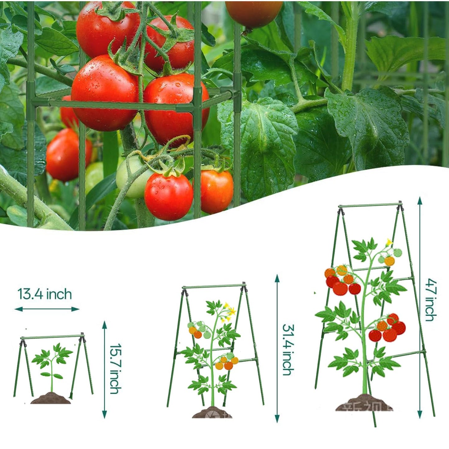 Updated A-Frame Cucumber Trellis for Raised Beds, Adjustable Size Garden Trellis for Climbing Plant Outdoors with Climbing Net and Plant Support Clip for Vegetable Grape Tomato Garden Supplies