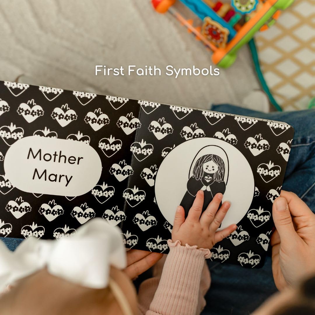Baby's 1st Catholic Book - High Contrast Board Book with Coated Matte Cover - Promotes Visual & Cognitive Development - Perfect Catholic Gift for Newborns Baby - Black & White