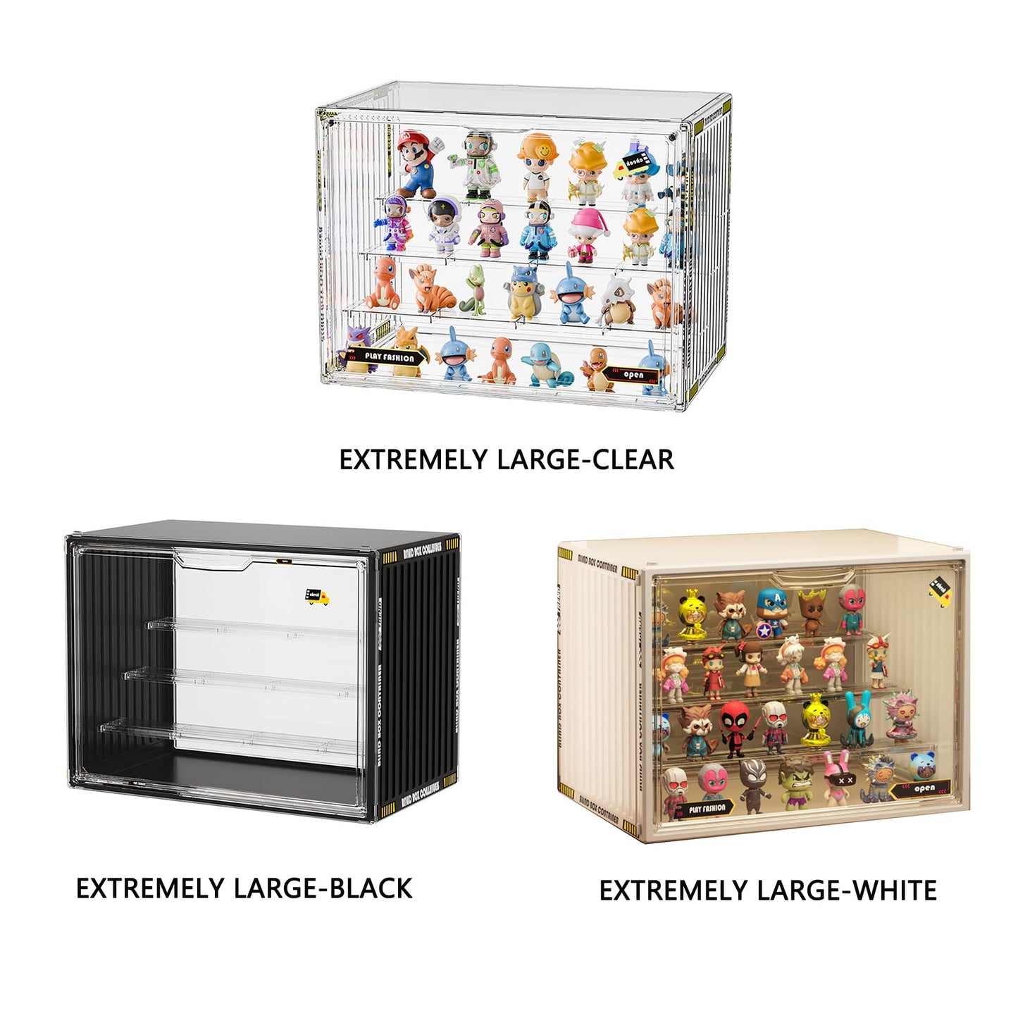 4-Tier Acrylic Display Case for Pop Mart & Blind Box Toys with Double Magnetic Door with Stackable，Dustproof Acrylic and Space-Saving Display Case ,Tool-Free Assembly (White, XL-2Pack-4Tier)