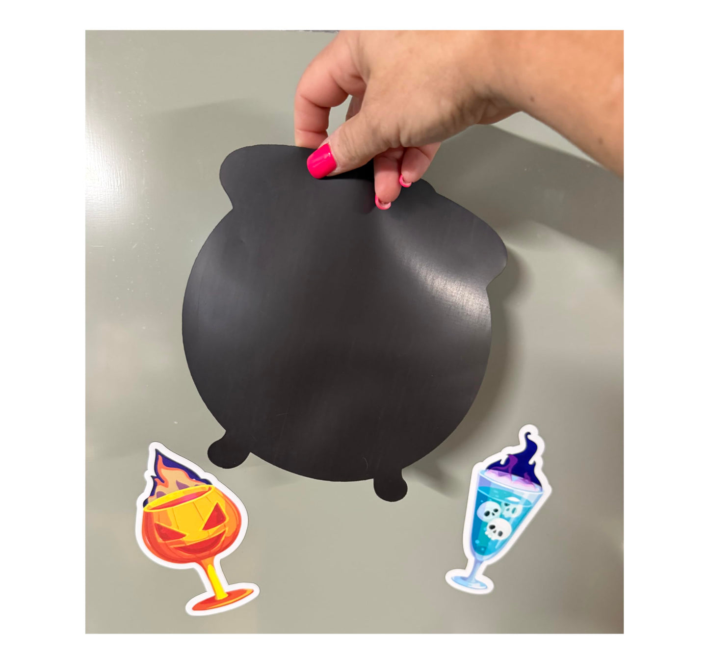 Witches Cauldron Halloween Drink Bundle Cruise Ship Door Decoration, Fun Party Decor - Decorative Magnetic Favors for Fridge, Locker, Whiteboard