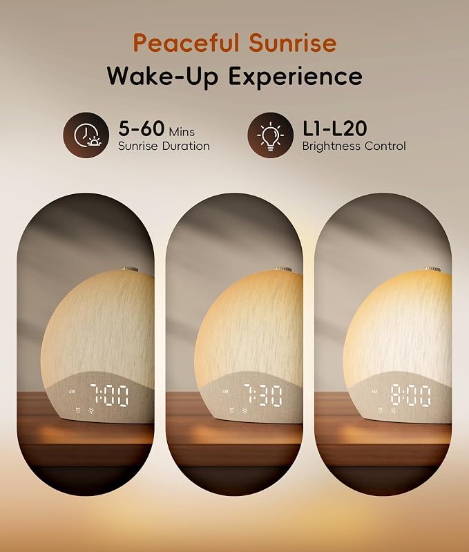 ecozy Sunrise Alarm Clock, White Noise Machine, Sound Machine for Bedroom
