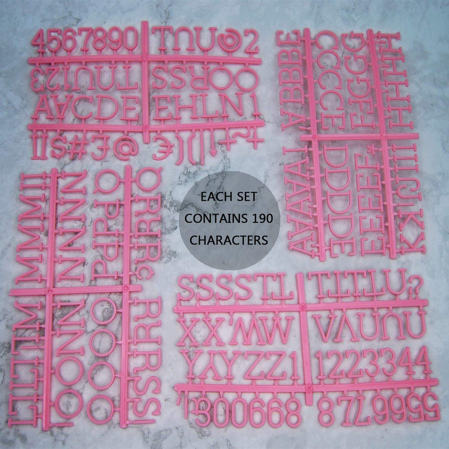 Changeable Letter Board with 190 Letters - 1" Pink Felt & Plastic Message Board