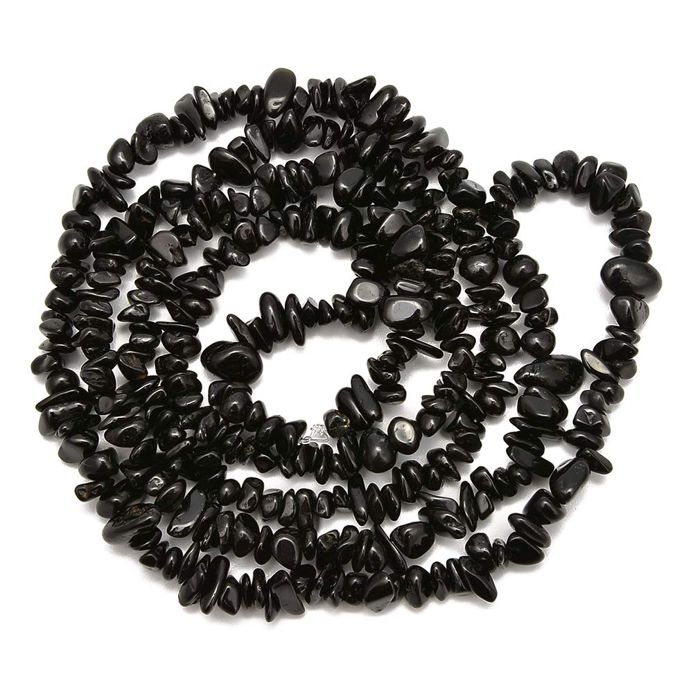 PLTbeads Gemstone Chips Natural Black Tourmaline 3-5mm Healing Crystals Waist Bracelets Necklace Kit Irregular Stone DIY Crafts Design Jewelry Making Approxi 32 inch