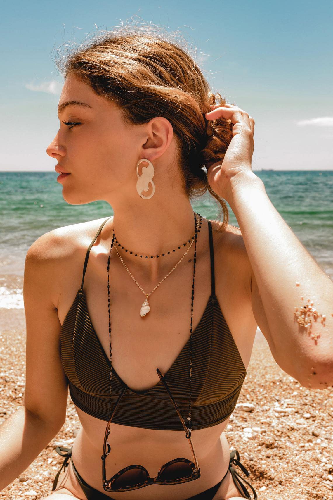 POTESSA Boho Seashell Pendant Necklace for Women Natural Beach Conch Adjustable Chain Necklace Hawaiian Jewelry