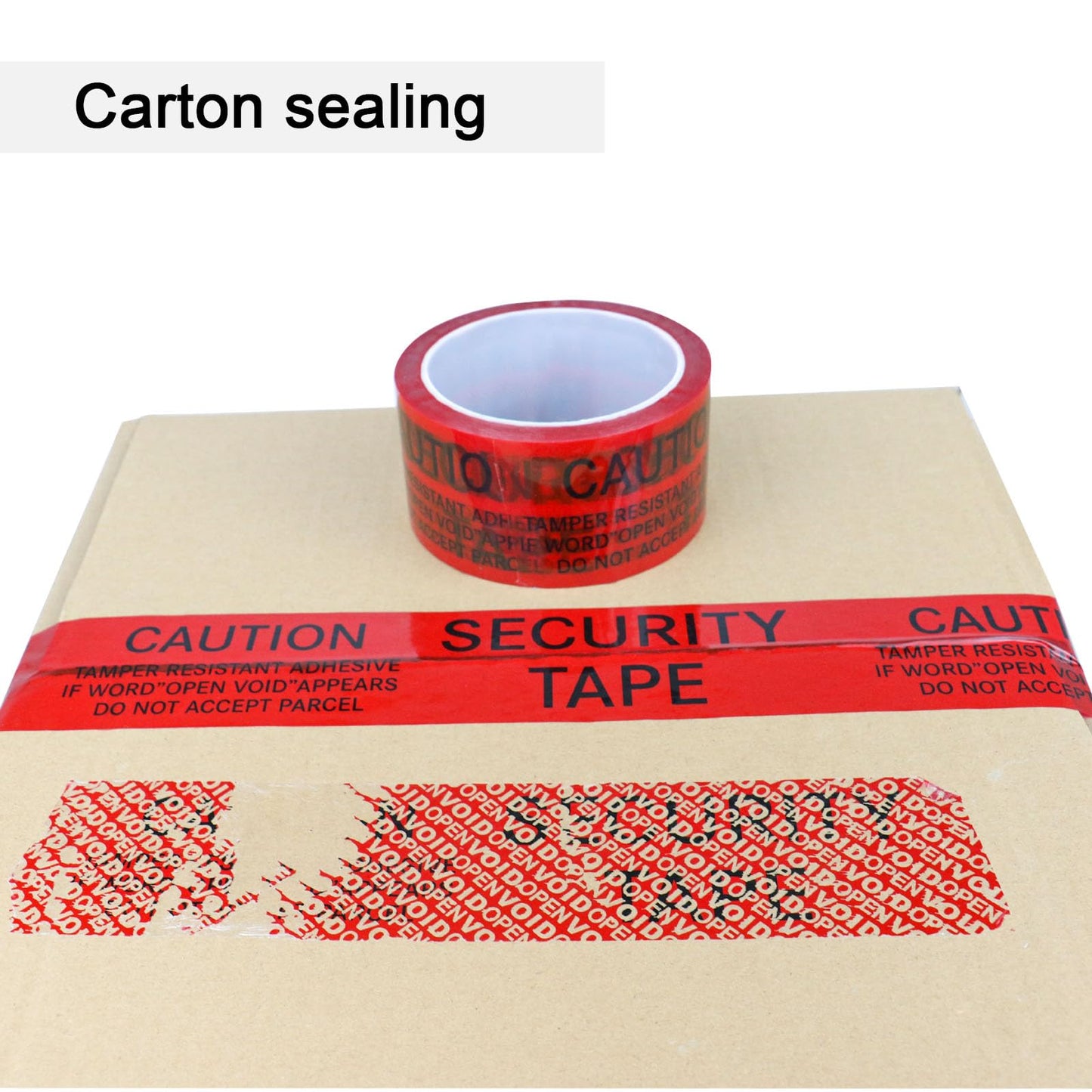 BOMEI PACK Transfer Tamper Evident Security Tape,Tamper Proof Packing Tape,Transfer Tamper Resistant Void Tapes Red for Evidence Box, Envelope, Shipment (2 Inch x 55 Yards)