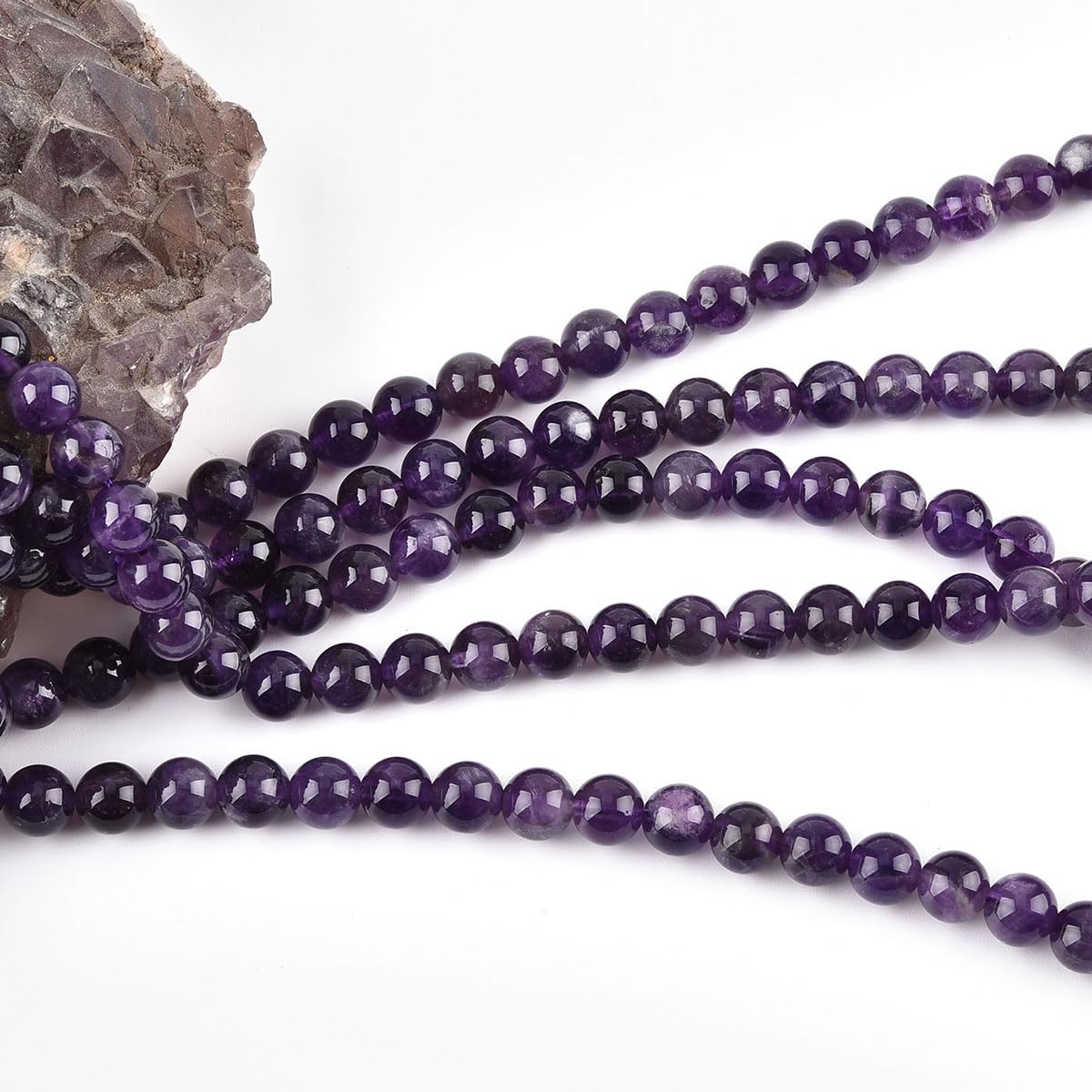 10mm Natural Amethyst Beads Round Gemstone Loose Beads for Jewelry Making (38pcs/Strand)