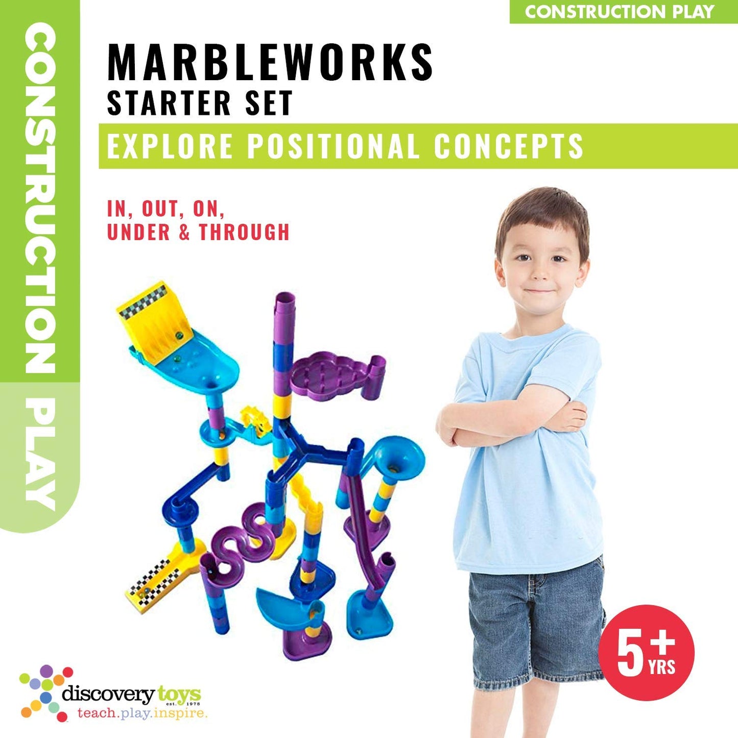 Discovery Toys MARBLEWORKS Marble Run Starter | Kid-Powered Learning | STEM Educational Building Block Toy Learning & Childhood Development 5 Years Old and Up