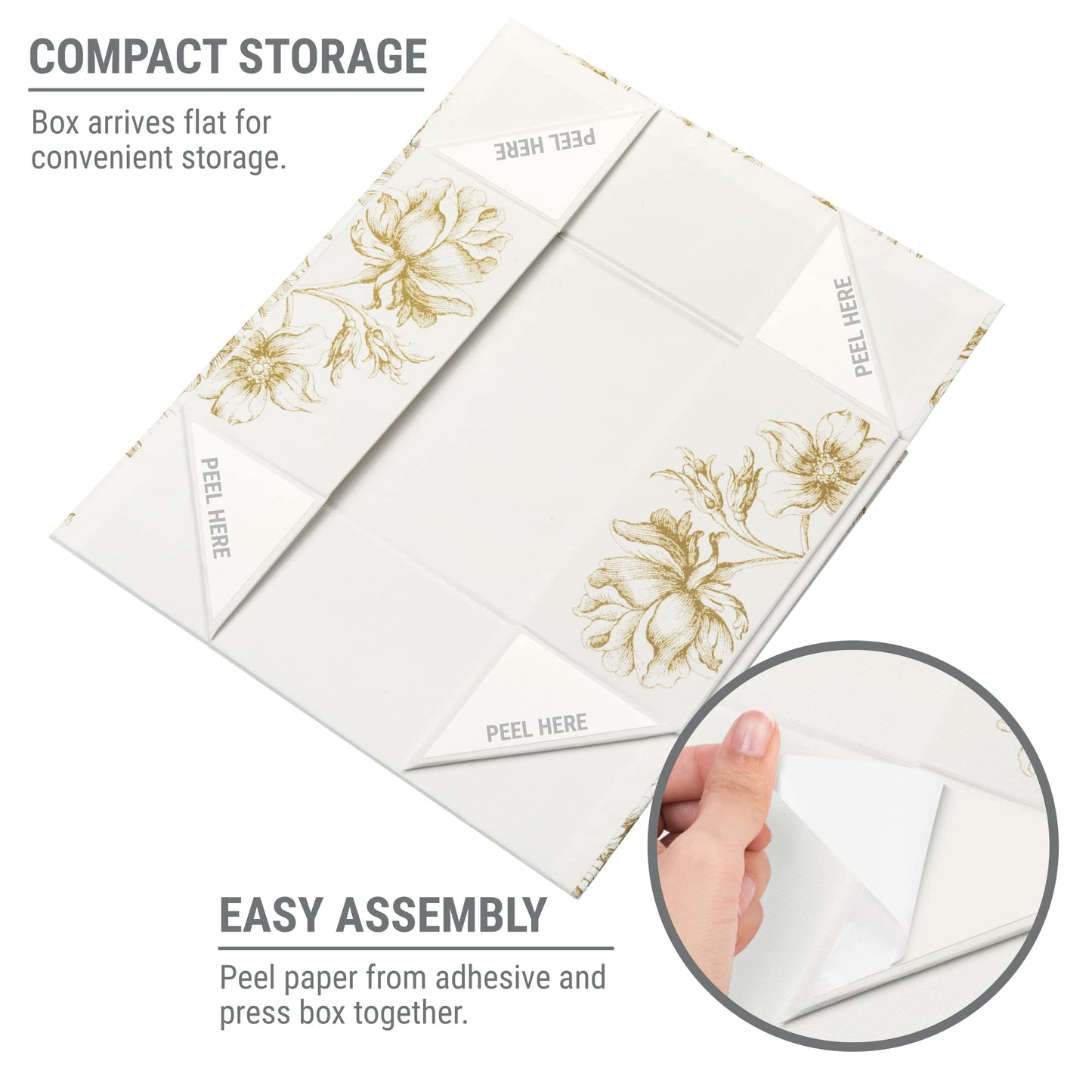 Sorarto Luxury Keepsake Gift Box | Gold Floral Decorative Boxes with Magnetic Lids for Presents, Wedding Memory Box, and Bridal Gifts. 11.5" x 7.5" x 3.5"