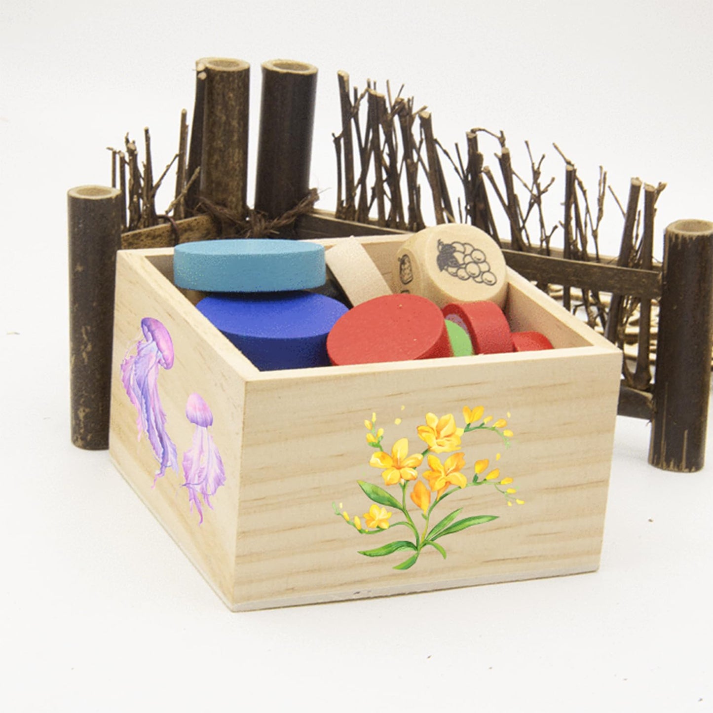 Voittozege 8 Pack Unfinished Wooden Box, 6 x 6 Inch Square Rustic Small Wooden Boxes for Crafts Organizer Container Box for DIY Craft Collectibles, Succulent Plant Pot, Drawer, Home Desktop Decor