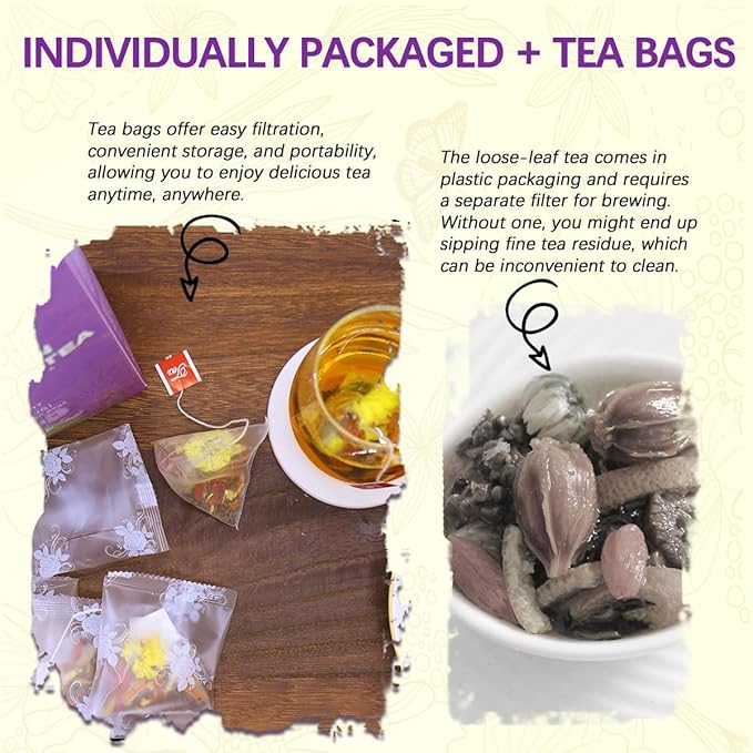 Binkago Dandelion Wolfberry Tea (30 Bags), Natural Kidneys & Liver Health Tea which includes Dandelion leaf, Cassia Seed, Goji Berries, Chrysanthemum, Licorice, Dried Tangerine Peel, and Gardenia