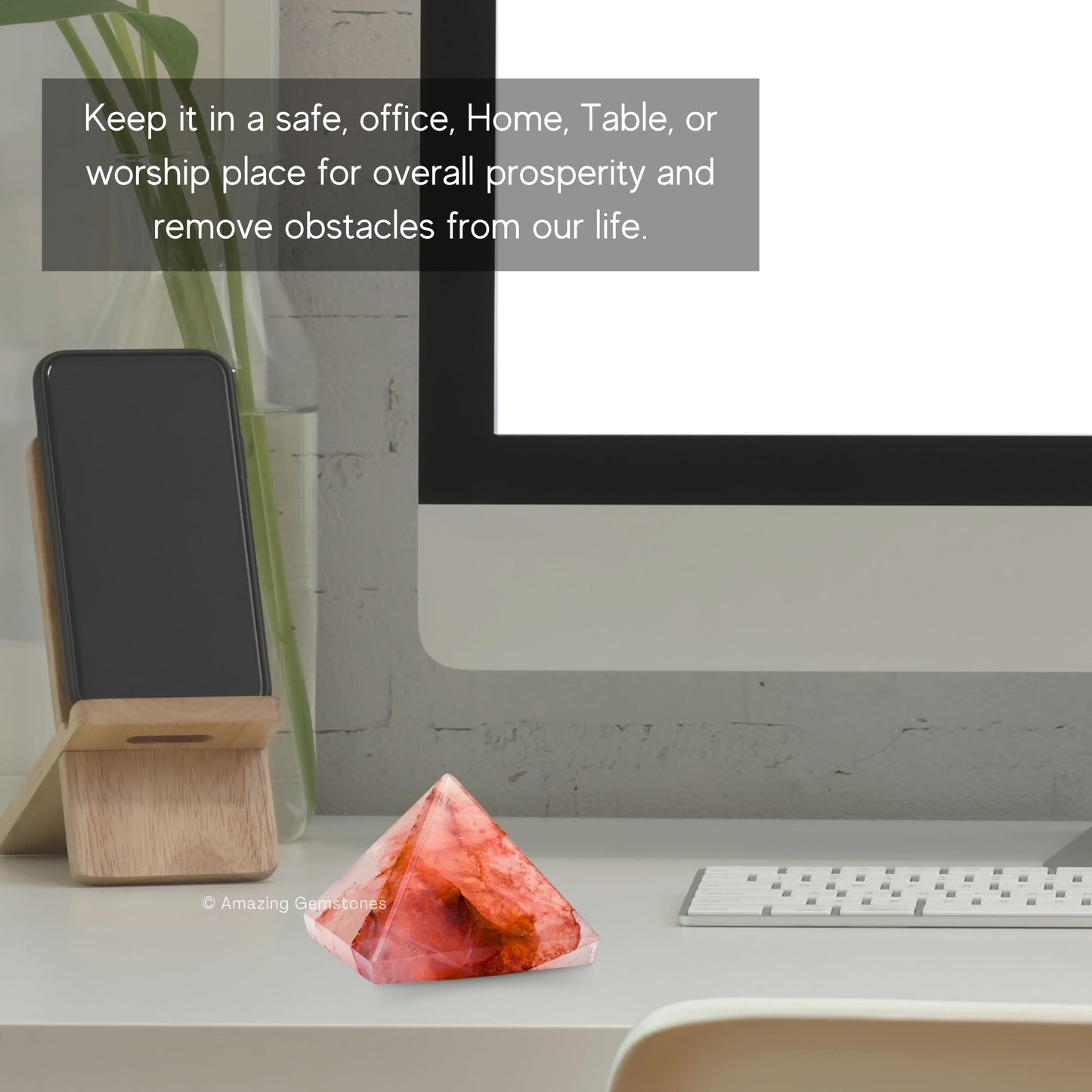 Amazing Gemstone Red Hematoid Quartz Pyramid Crystal Healing Stones - 1.5" Great Pyramid Figurine of Natural Stone Pyramid for Meditation, Reiki, Chakra Balancing and Crystal Pyramids Grid