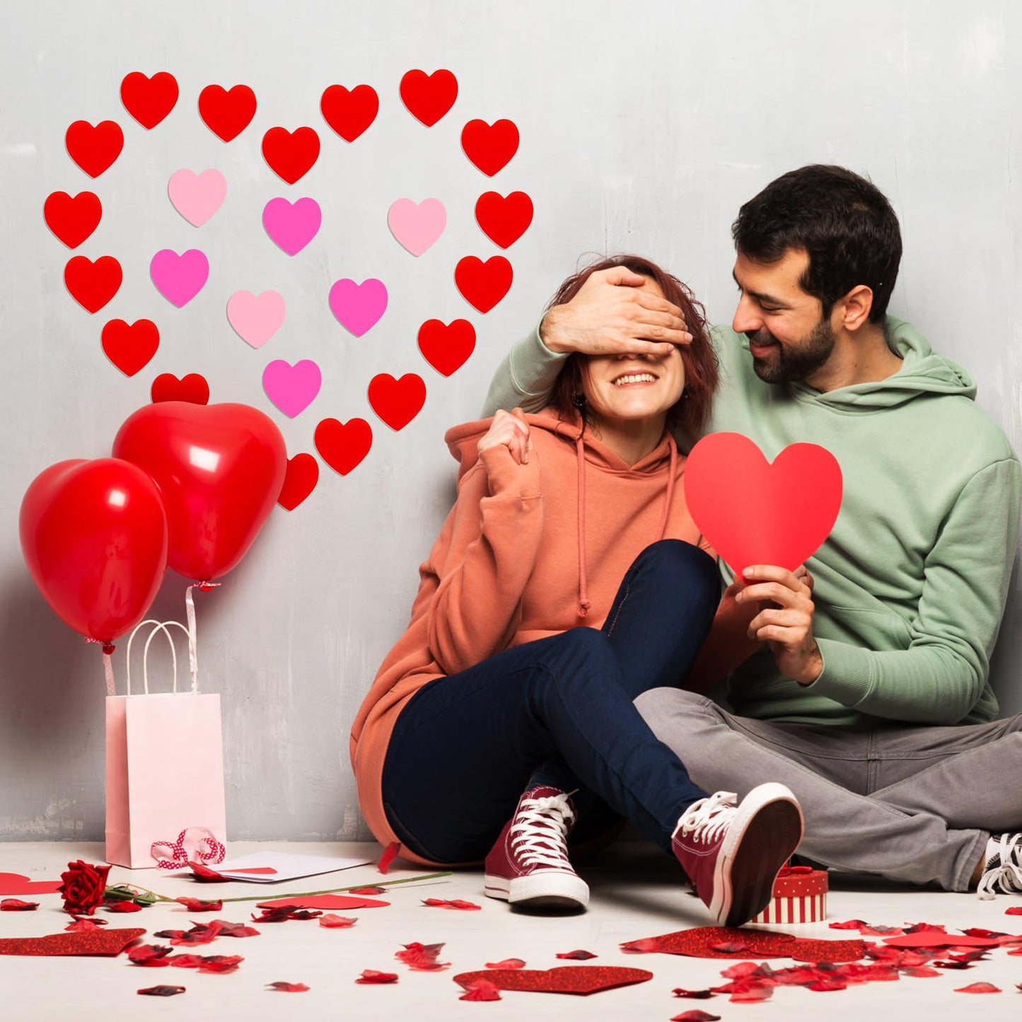 Chivertion 3 Roll 1500 Pcs Valentine's Day Stickers 1'' Heart Shaped Sticker Valentine's Day Love Decorations for Envelope Wedding Anniversaries(Red, Pink, Light Pink)