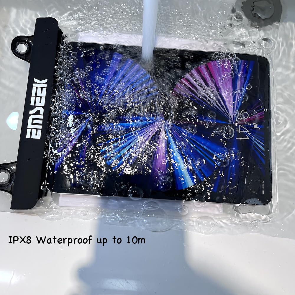 EMSEEK Floating Waterproof Tablet Case eReader Cover Bag Waterproof Holder Pouch for ipad pro air 11" Galaxy Tab S9 Surface Go 3 Kindle Scribe Up to 11.5 inch (Black)